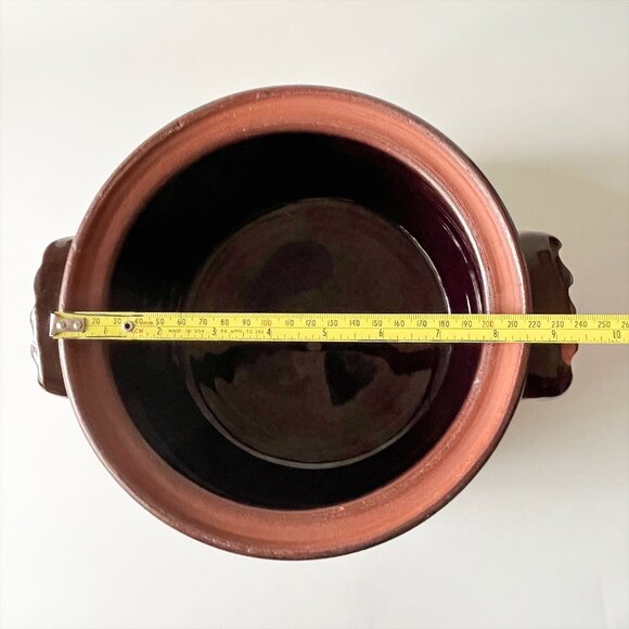 Vintage Terracotta Clay Casserole Pot with Lid Large Rustic Ceramic Cooker - Picture 4 of 6